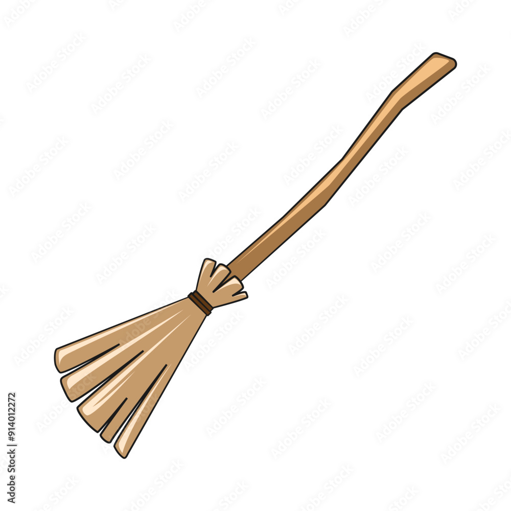 Obraz premium Old Witch Broom, Halloween Broomstick Graphics Illustration