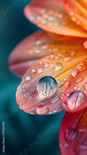 Wallpaper Mural Vibrant Raindrop Reflection on Delicate Flower Petal in Close up Photography Torontodigital.ca