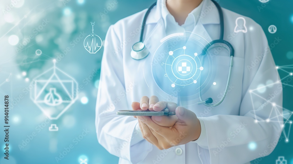 Doctor holding a stethoscope, medical concept. Doctor holding a stethoscope, medical concept.