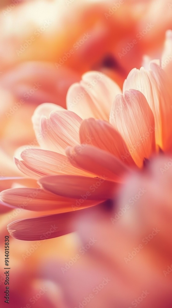 Macro photography revealing delicate petals of blooming coral flower Macro photography revealing delicate petals of blooming coral flower