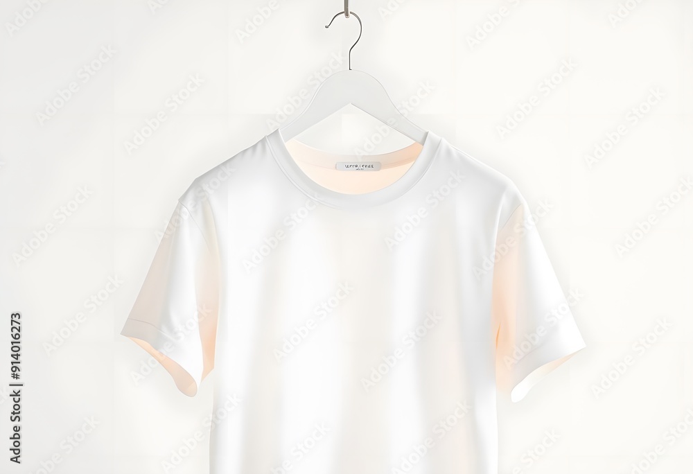 White t-shirt on hangers. t-shirt mockup White t-shirt on hangers. t-shirt mockup