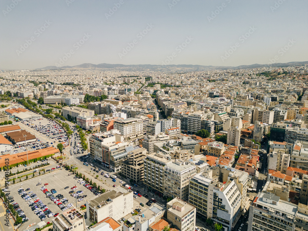 Obraz premium Thessaloniki, Greece. Panorama of the central part of the city. Summer, Aerial View