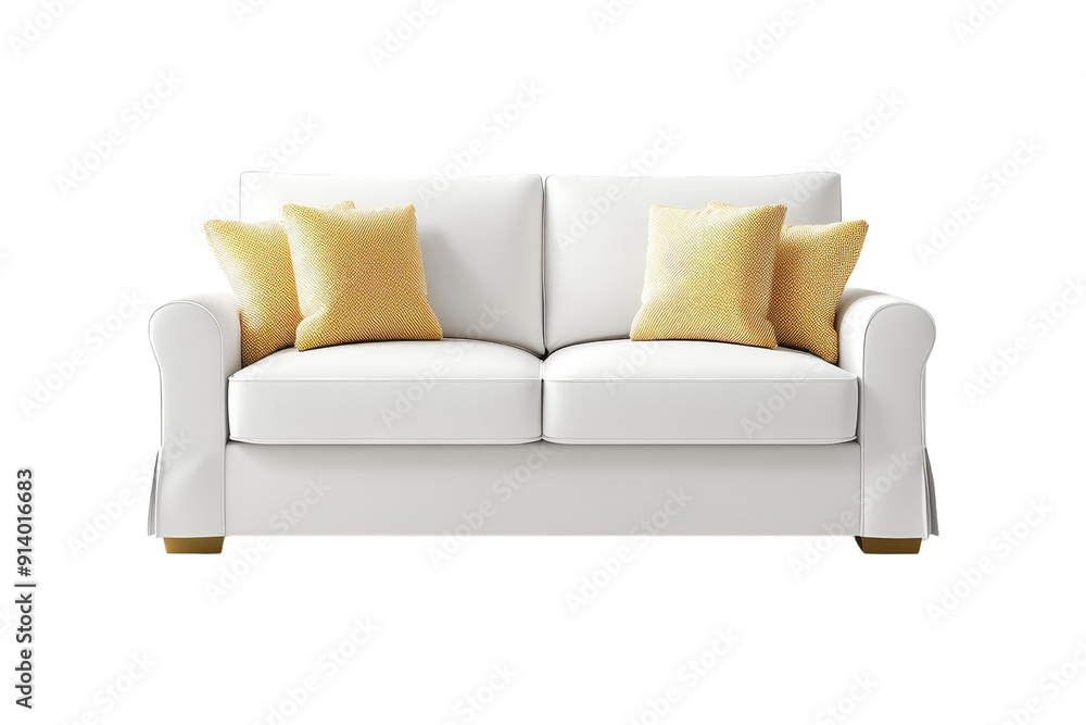 White Sofa with Yellow Pillows White Sofa with Yellow Pillows