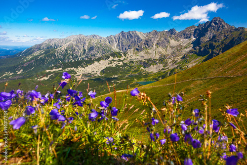 Tatra Mountain, Poland, view to group of glacial lakes from Kasprowy Wierch range. photo