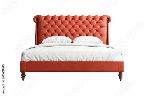 Red Leather Upholstered Bed Frame