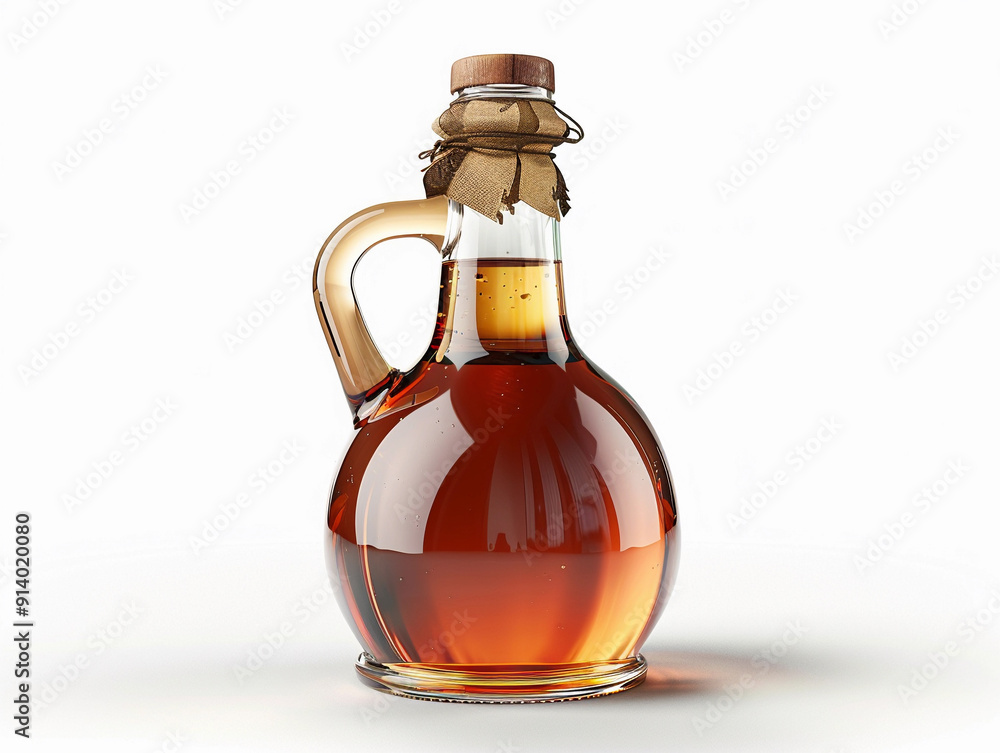 Natural Maple Syrup in Glass Bottle With Wooden Cap and Twine Detail Natural Maple Syrup in Glass Bottle With Wooden Cap and Twine Detail