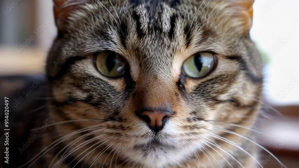 A close up portrait of a cat with striking green eyes and detailed fur patterns A close up portrait of a cat with striking green eyes and detailed fur patterns