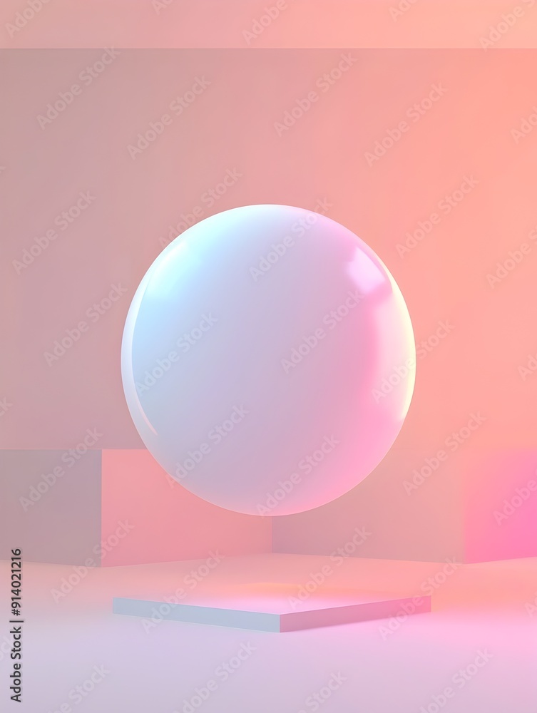 Floating Pastel Orb in Clean Minimalist 3D Digital Floating Pastel Orb in Clean Minimalist 3D Digital