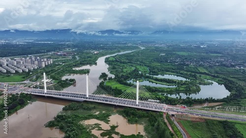 xi'an city aerial view photo