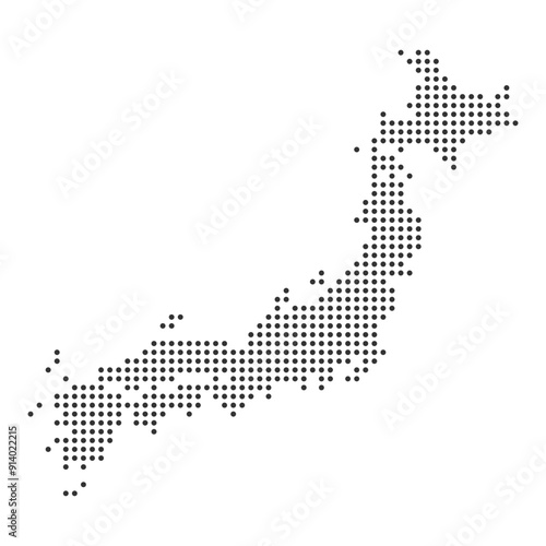 Dotted Japan Map Isolated E...