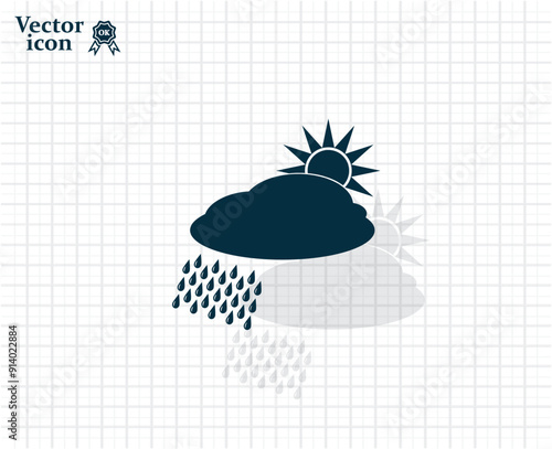 Dark colored vector icon with shadow on a light checkered background