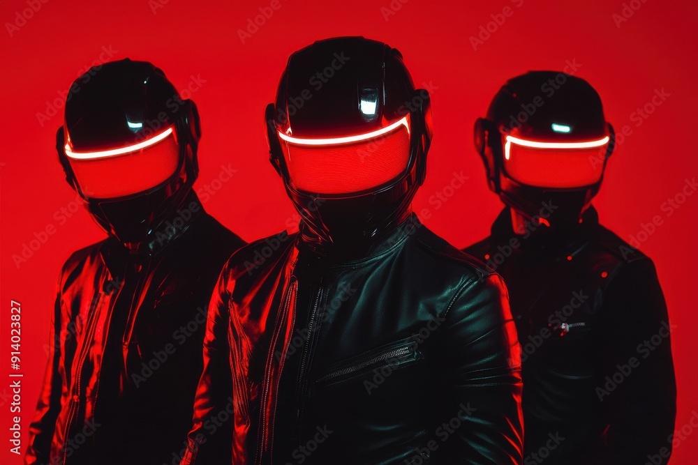 Futuristic Soldiers in full combat gear on Red background. Futuristic Soldiers in full combat gear on Red background.
