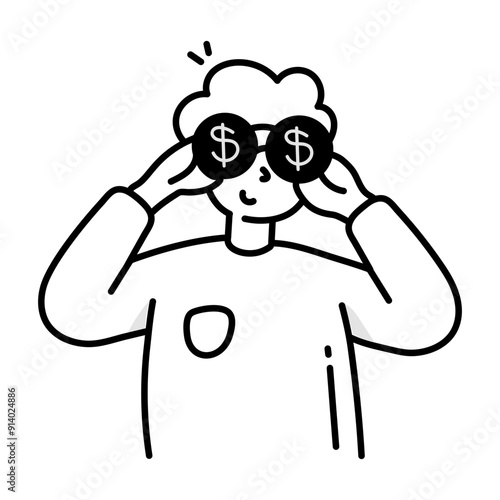 Financial vision icon in doodle style

