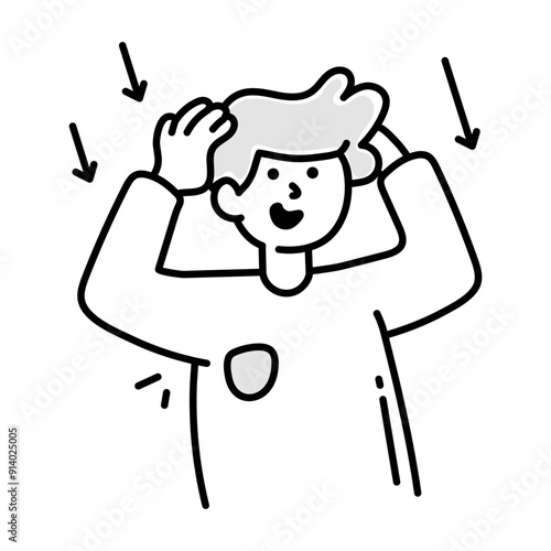 A character based devaluation icon in doodle style 

