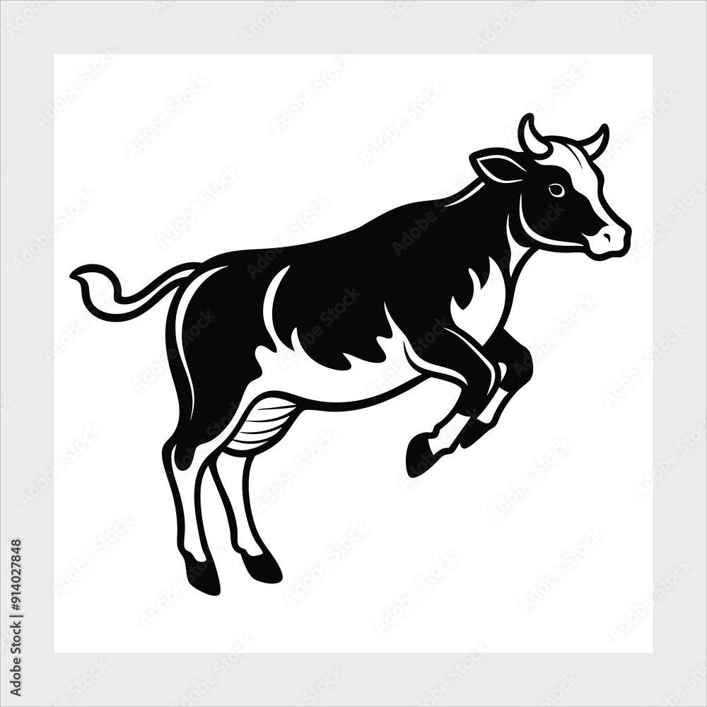 Fototapeta premium A cow is jumping vector illustration 