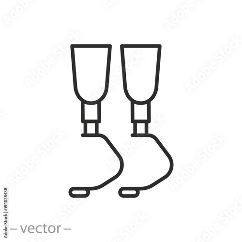 icon of prosthesis for human, prosthetic legs, linear vector illustration