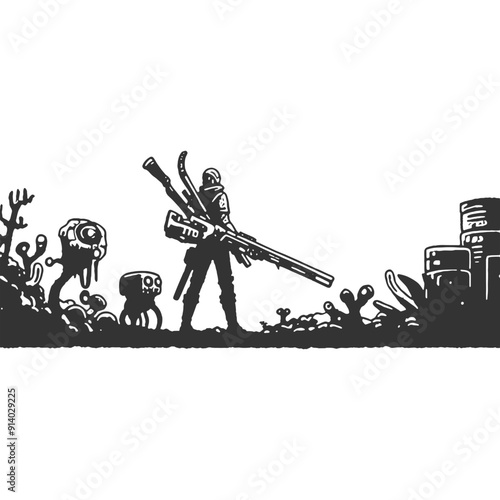 Unsustainable Practices Vintage Illustration Vector