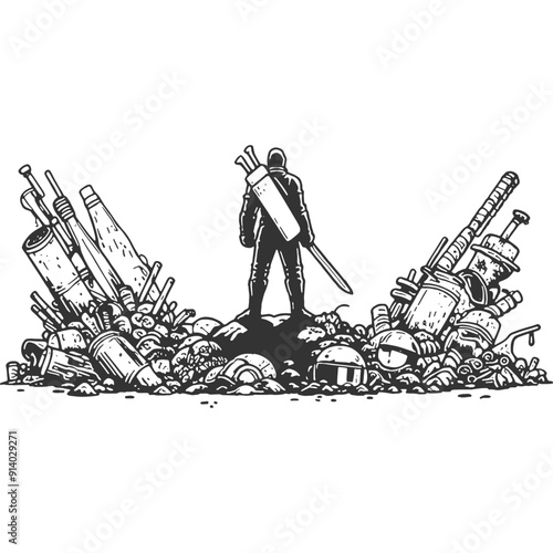 Unsustainable Practices Vintage Illustration Vector