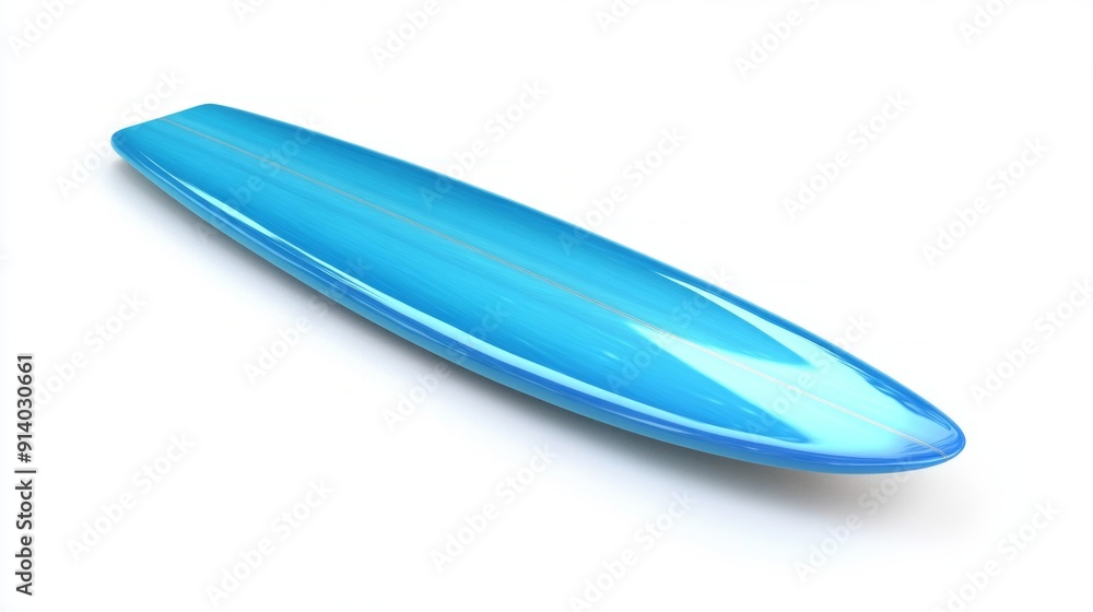Bright Blue Realistic Surfboard 3D Render - Isolated on White Background Bright Blue Realistic Surfboard 3D Render - Isolated on White Background