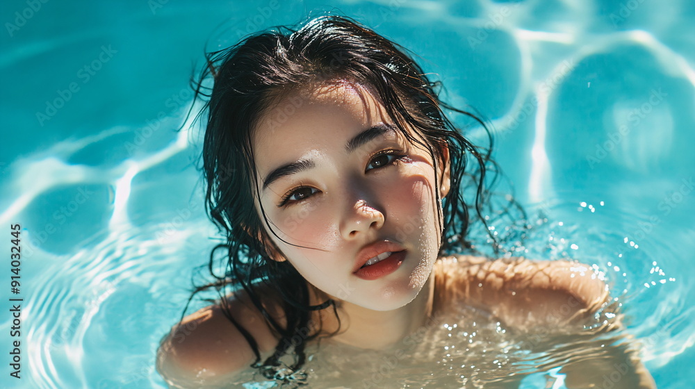 beautiful asian woman in pool beautiful asian woman in pool