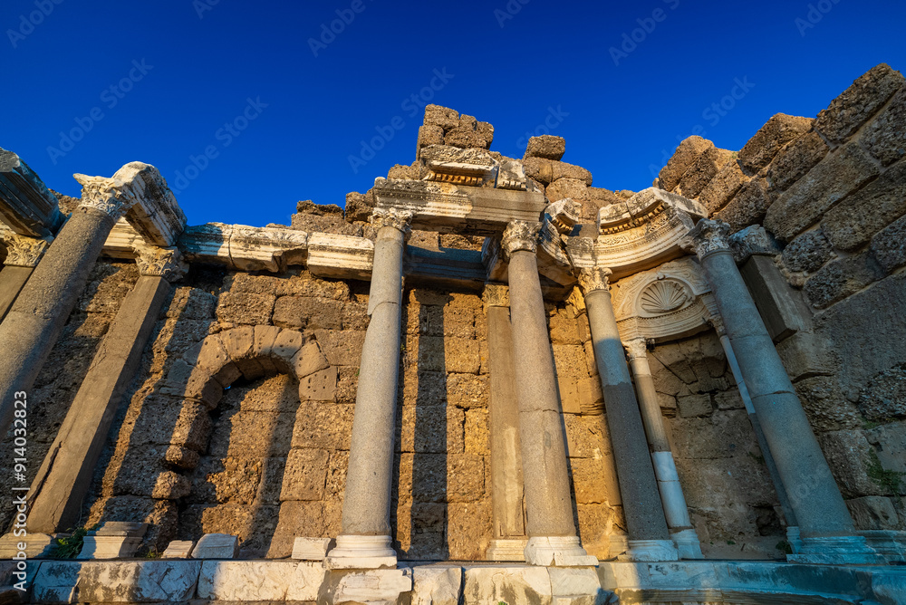 Ruins of the ancient city of Side. State Agora. Ruins of the ancient city of Side. State Agora.