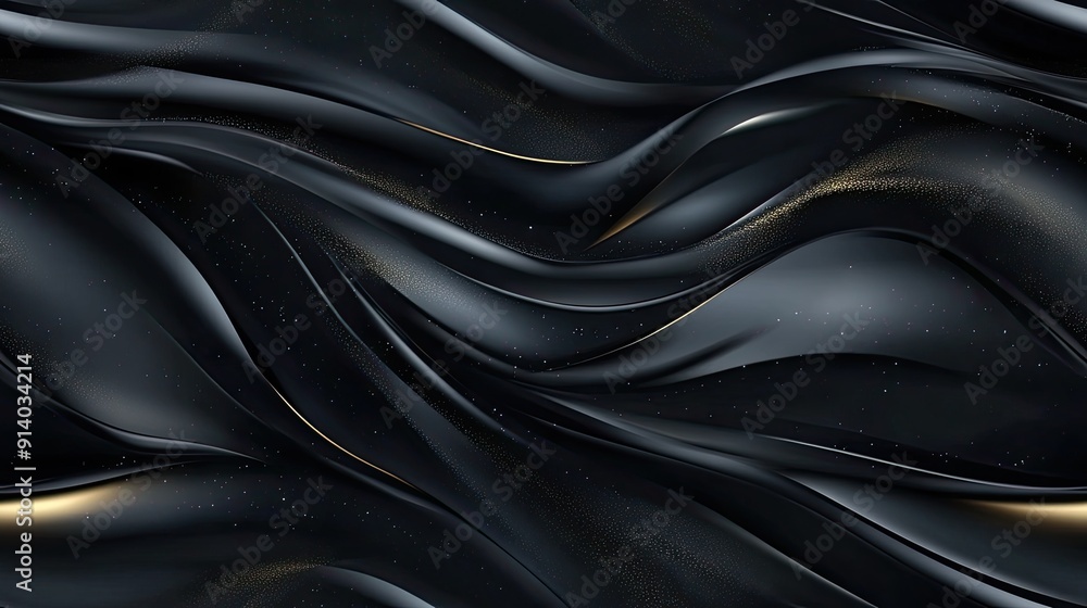 Smooth silver and blue waves gracefully intertwine against a dark backdrop, creating an ethereal effect enriched by twinkling stars. SEAMLESS PATTERN Smooth silver and blue waves gracefully intertwine against a dark backdrop, creating an ethereal effect enriched by twinkling stars. SEAMLESS PATTERN