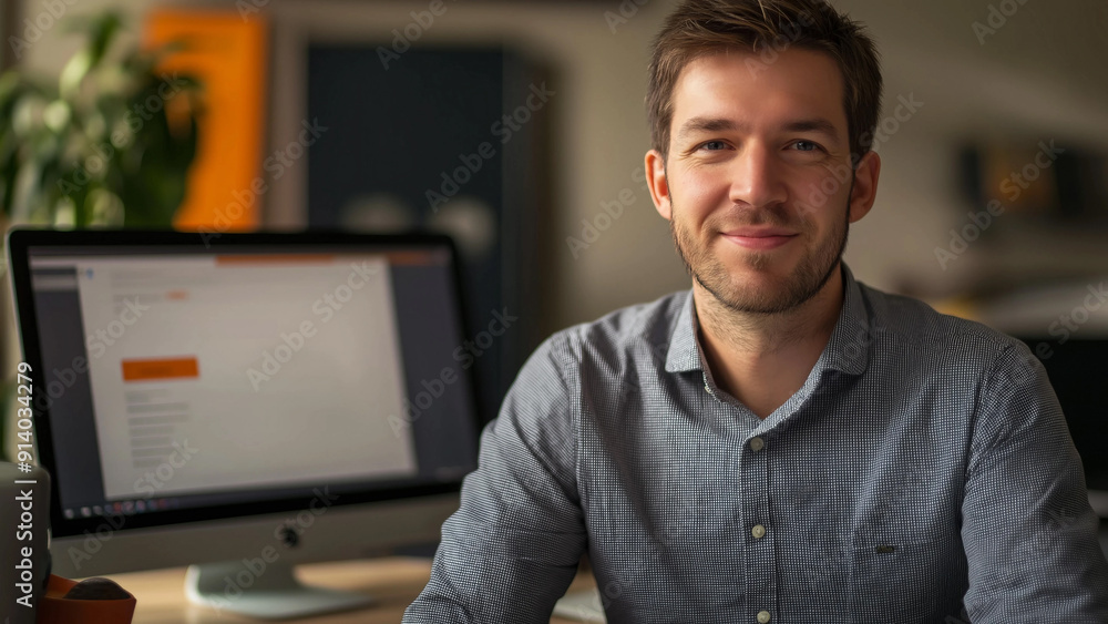 Fototapeta premium peryoung business man working in office