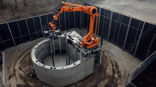 Fototapeta Naklejka Na Ścianę i Meble -  3D Printed Concrete Structure for Sustainable Automated Construction