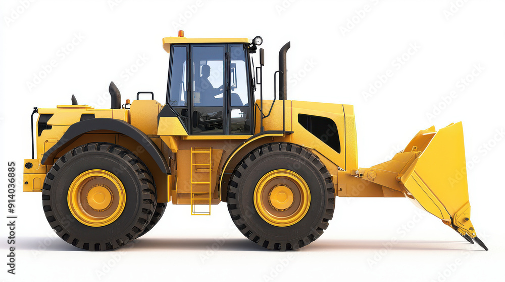 Hydraulic Loader Front View Rendering Isolated Hydraulic Loader Front View Rendering Isolated