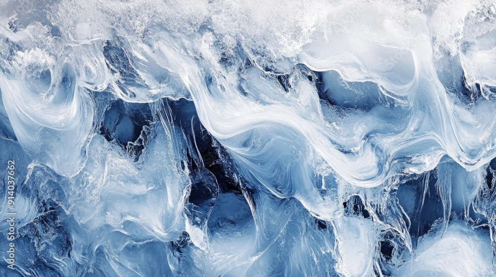 Close-up of a frozen ice surface, revealing the detailed and mesmerizing formations. Close-up of a frozen ice surface, revealing the detailed and mesmerizing formations.