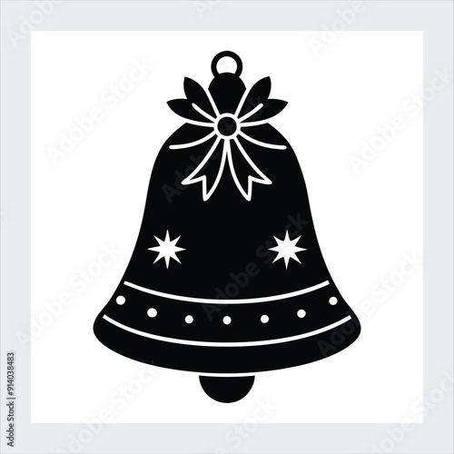 Christmas bell silhouette vector.