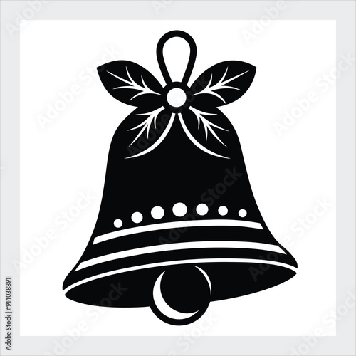Christmas bell silhouette vector.
