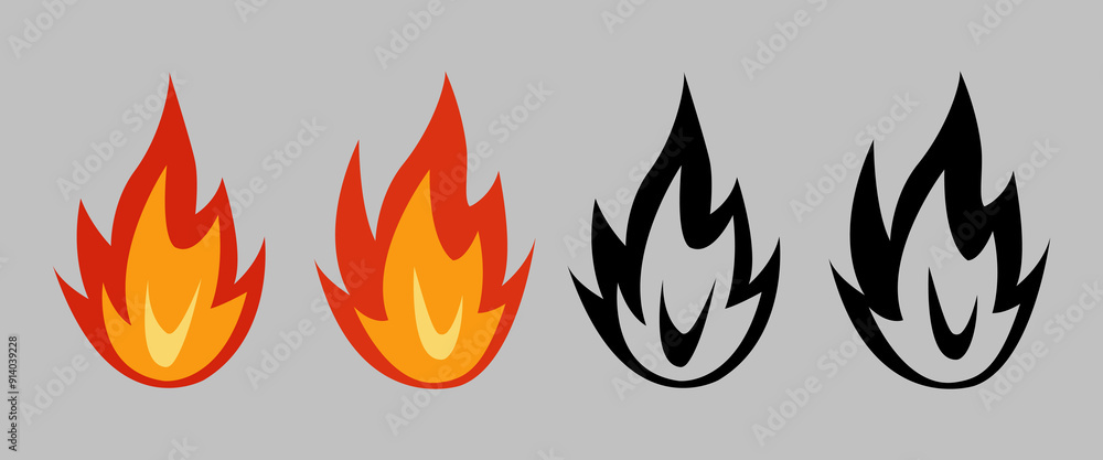 Fire icons set. campfire, bonfire illustration. Fire icons set. campfire, bonfire illustration.