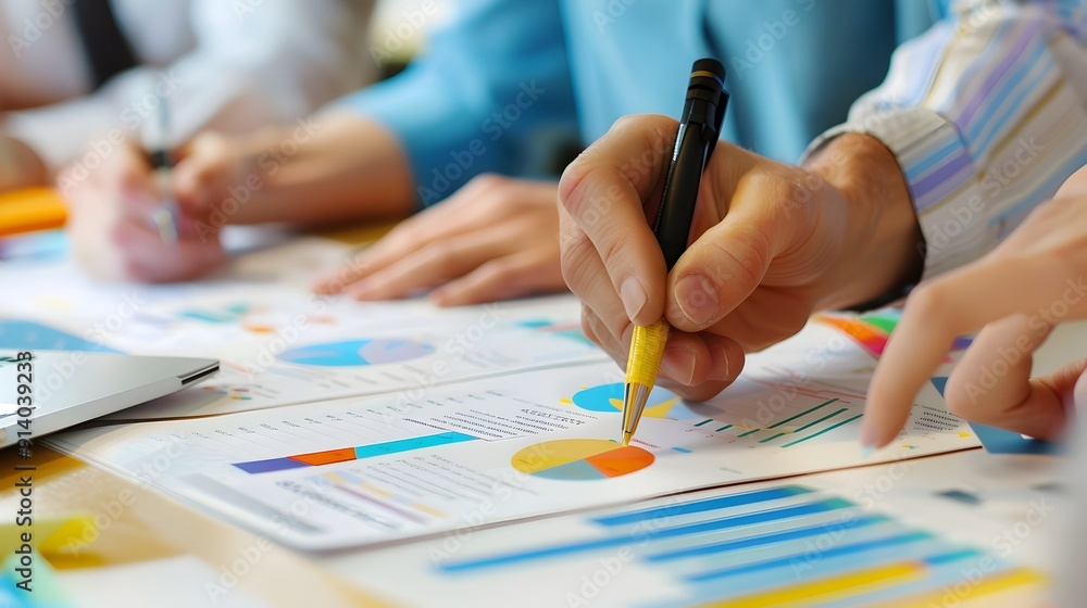 Business Team in Office Desk with Data Analysis Business Team in Office Desk with Data Analysis