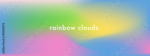 Abstract rainbow color cirrus clouds. Pastel gradient sky pattern. Light blue, pink, yellow, green color vector banner. Blurred light fuzz colorful gradient background. Vector soft horizontal backdrop
