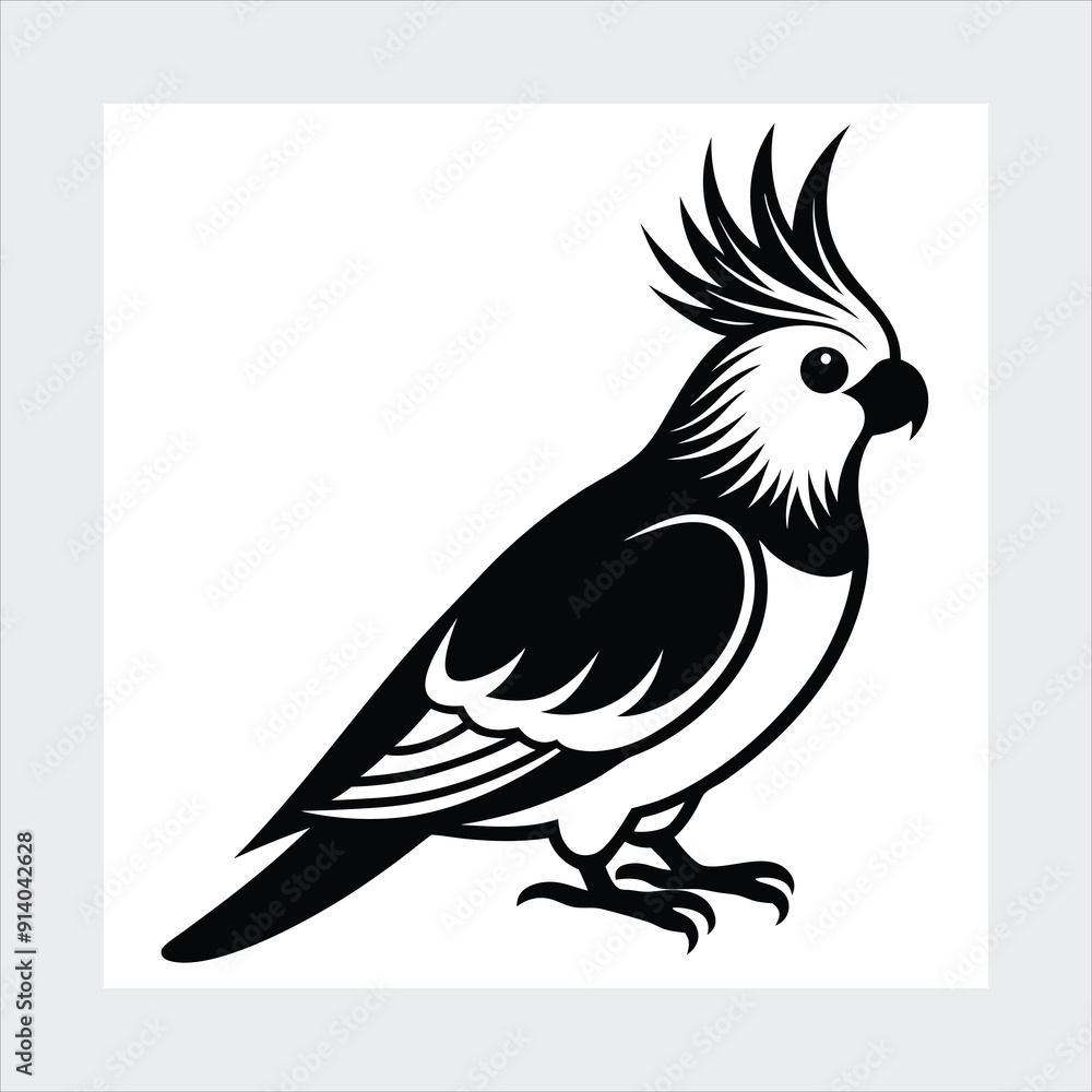 Cockatiel silhouette vector illustration Cockatiel silhouette vector illustration