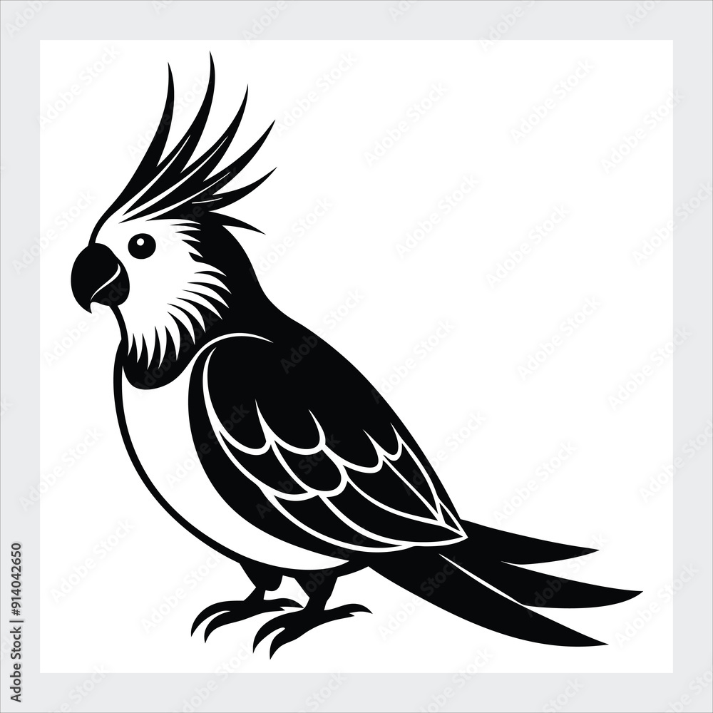 Cockatiel silhouette vector illustration Cockatiel silhouette vector illustration