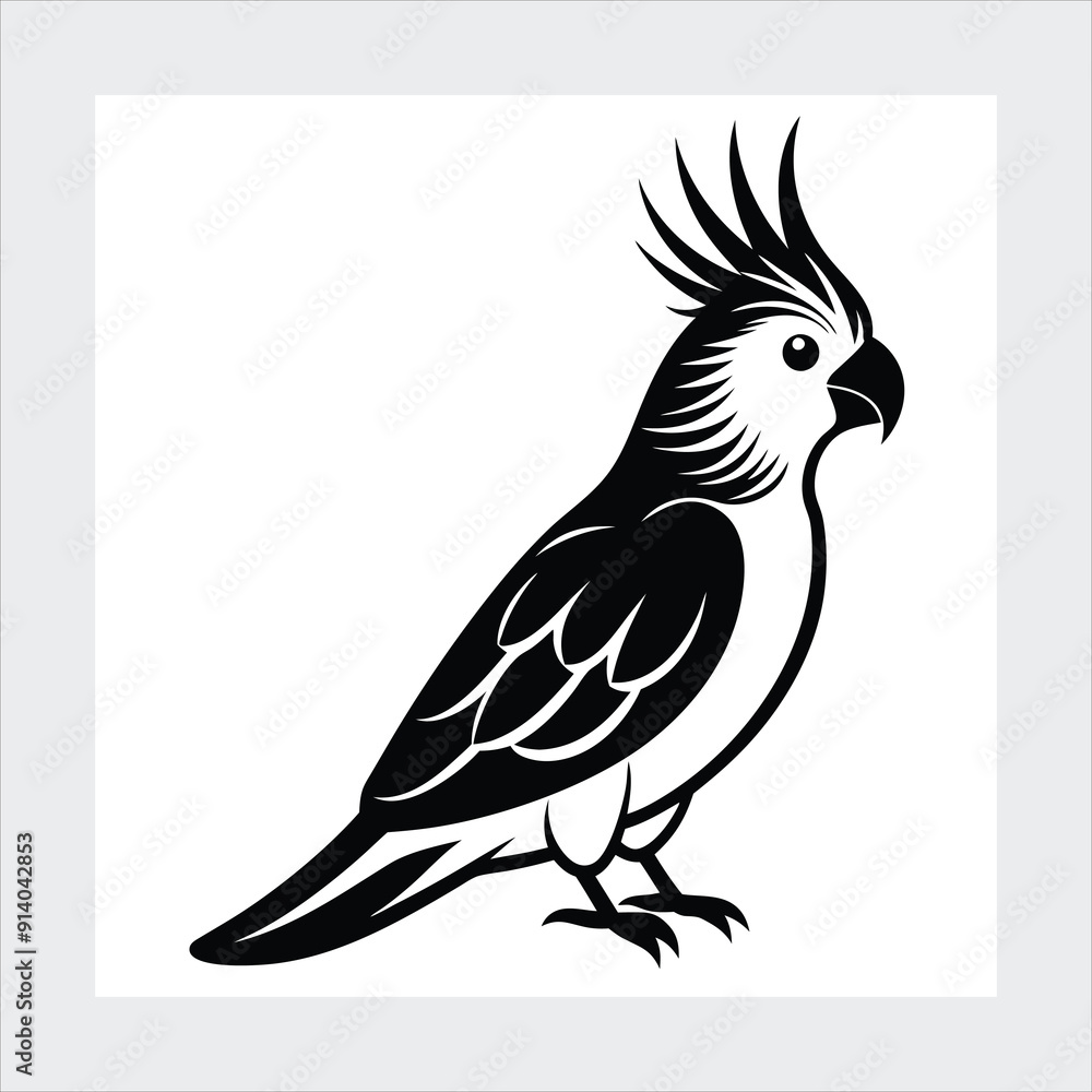 Fototapeta premium Cockatiel silhouette vector illustration