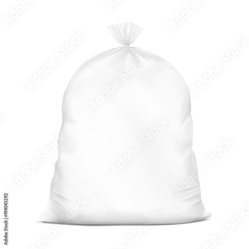 Full trash bag mockup. High realistic. Vector illustration isolated on white background. Ready for use in presentation, advertising. EPS10.