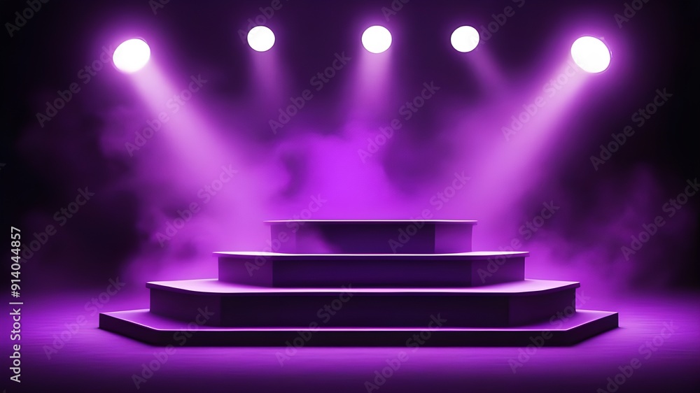 Obraz premium Purple podium smoke spotlight stage 