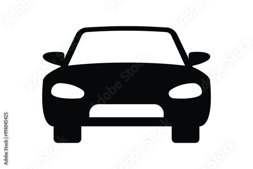 Car icon silhouette. Front view autocar logo concept vector illustration