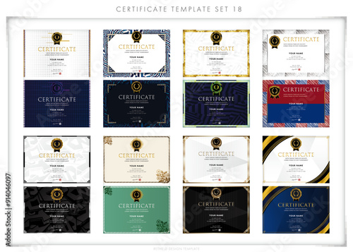 賞状セット（横向き）18　certificate　ディプロマ　表彰状　フレームデザイン