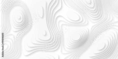 Abstract geometric layered curve line white background. 3d render, paper cut vector art background banner texture. multi layer cutout geometric patterns with smooth wavy layer. white background.