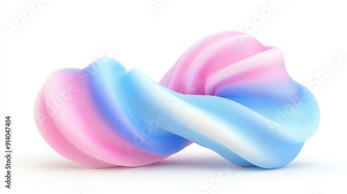 3D Pink & Blue Cotton Candy Swirl Isolated on White Background - Stock Photo