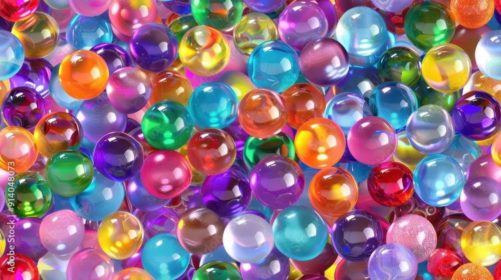 Seamless pattern of colorful glass marbles in vibrant shades of blue, green, orange, and red. Bright and playful design. Seamless pattern of colorful glass marbles in vibrant shades of blue, green, orange, and red. Bright and playful design.