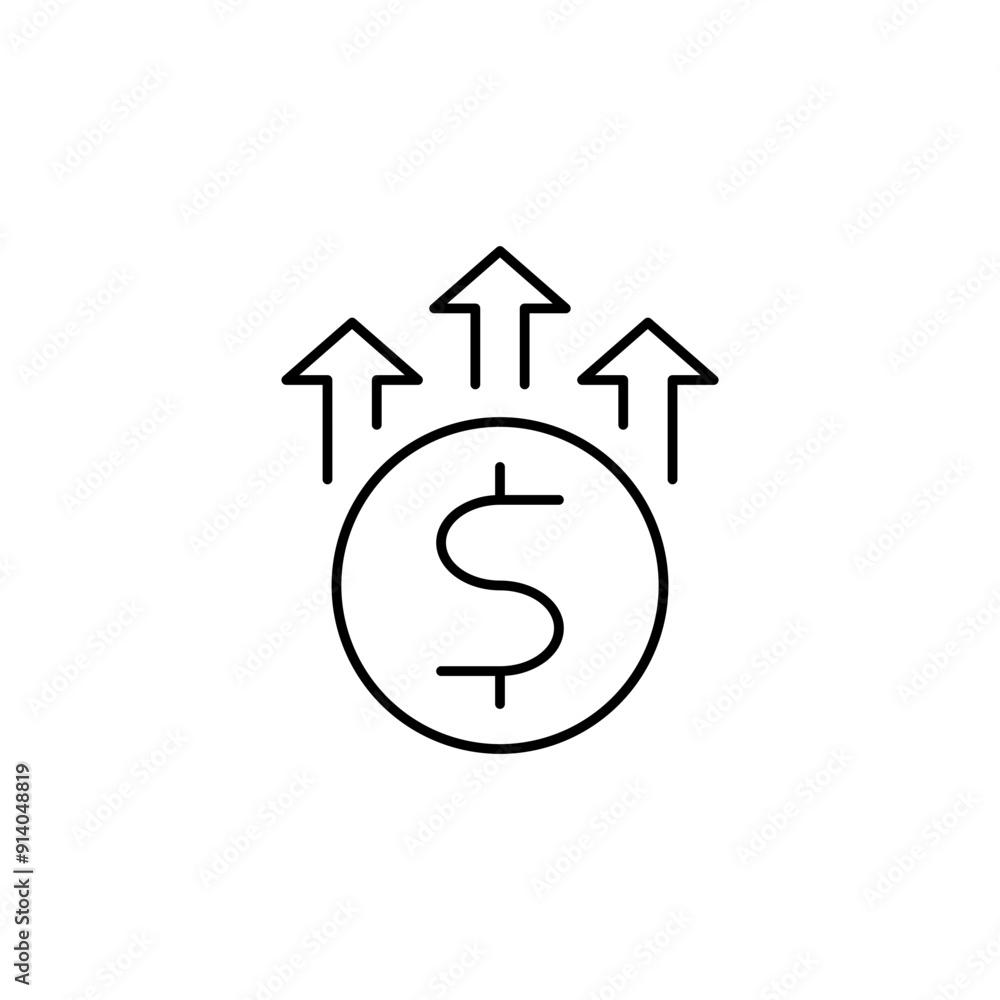 Upward Trending Dollar Icon, Financial Growth Symbol, Business Success Indicator, Money Increase Vector, Profit Arrow, Investment Return, Income Growth Chart, Economic Prosperity Upward Trending Dollar Icon, Financial Growth Symbol, Business Success Indicator, Money Increase Vector, Profit Arrow, Investment Return, Income Growth Chart, Economic Prosperity