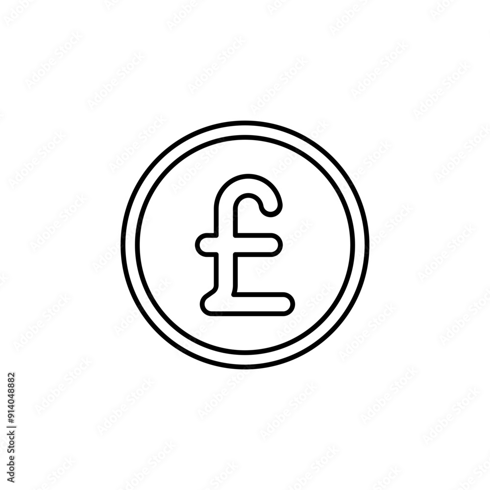 Pound Sterling Coin Icon - Simple, Clean, investment, economy, exchange rate, money transfer, financial market Pound Sterling Coin Icon - Simple, Clean, investment, economy, exchange rate, money transfer, financial market