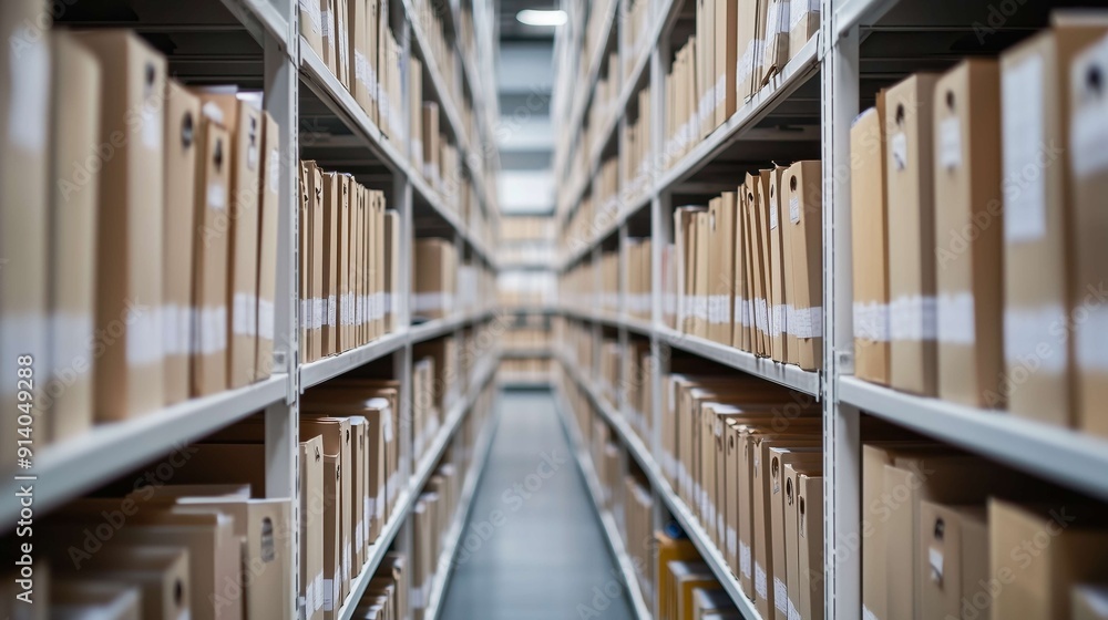 Cardboard boxes containing products are stacked on rows of shelves in a warehouse or fulfillment center. Workers are preparing these orders for shipping and delivery Cardboard boxes containing products are stacked on rows of shelves in a warehouse or fulfillment center. Workers are preparing these orders for shipping and delivery