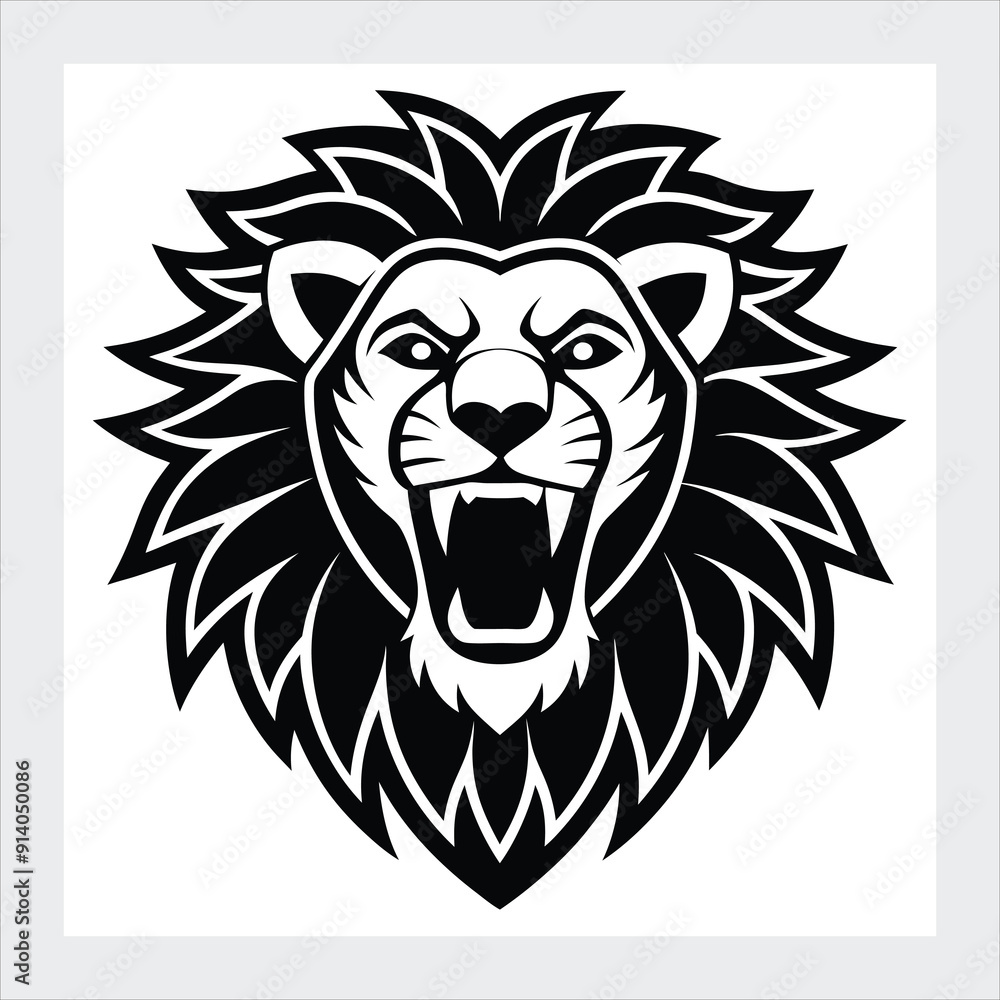 Obraz premium Lion face vector illustration.