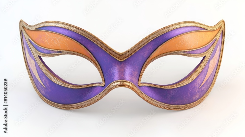 Purple and Orange Carnival Mask 3D Render - Isolated on White Background Purple and Orange Carnival Mask 3D Render - Isolated on White Background